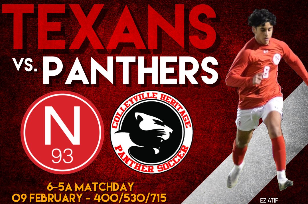 @NHSboysSoccer1 
⚽️DISTRICT 6-5A MATCH DAY ⚽️
📅 02-09-21
⌚️400 // 530 // 715
📍 CHHS &amp; Mustang-Panther Stadium
🆚  <a href="/CHPantherPride/">Colleyville Heritage</a>
#tNwa #uNity
<a href="/NISDAthletics/">NISD Athletics</a> <a href="/texannationnhs/">NHS Student Section</a>