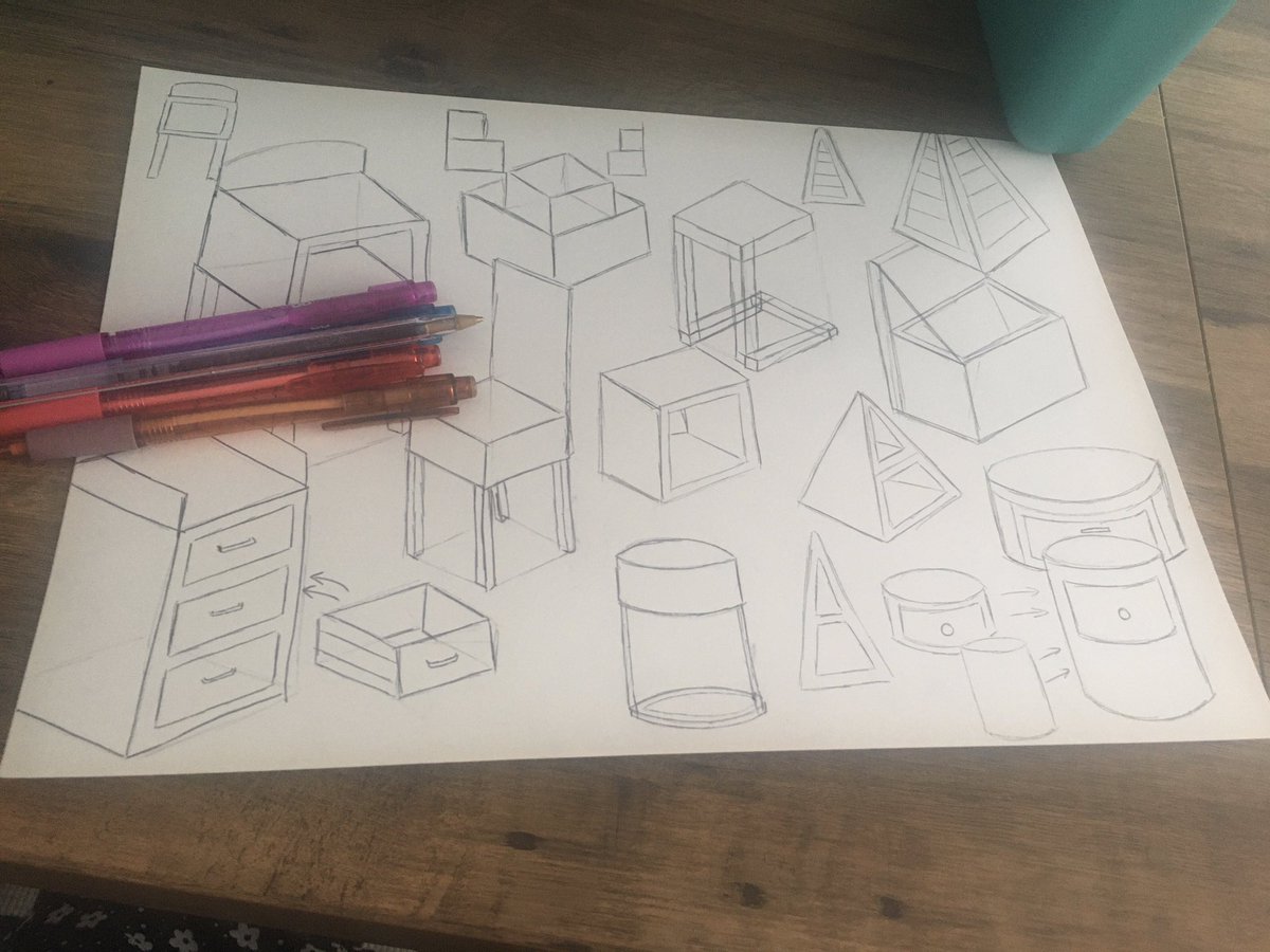DTDeltaHTHA's tweet image. Miss Malton’s Year 10 class have been practicing drawing using crates this afternoon. They’ve been challenged to spend no longer than a minute on each sketched idea 💡 
The use of biro means the boys can’t spend ages rubbing out and redoing mistakes! #generatingideas