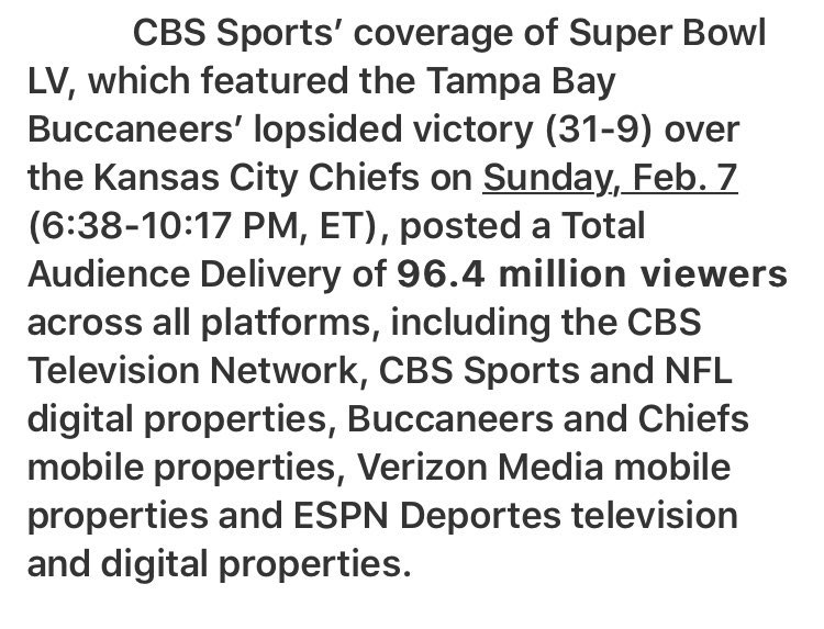 web's tweet photo. Super Bowl viewership was at 115 million in 2015. A few loose thoughts:

Football is losing popularity. Gen Z is flocking to streaming clips. The NBA is innovating (NFTs, etc). Other sports are rising in America (soccer). And the gambling commentary trend is exhausting to some. https://t.co/5bTJpyMJvA