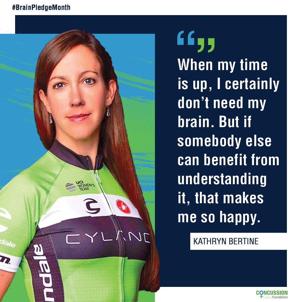 ConcussionCTEfn's tweet photo. Like organ donation, brain donation is a way to posthumously give back. It’s what inspired @KathrynBertine to take the #MyLegacyPledge. 

Join Bertine and pledge your brain for concussion and CTE research this #BrainPledgeMonth at https://t.co/lsRlz7nTkC https://t.co/X3zcD6IT8H