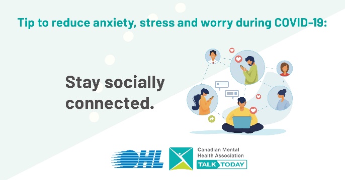 #TalkToday Tip from <a href="/OHLHockey/">Ontario Hockey League</a> and <a href="/Oshawa_Generals/">Oshawa Generals</a>: Stay socially connected. 

While you can’t be together physically, connect with friends and family by phone, text and video applications like FaceTime, Skype or Zoom. 

For additional tips visit: bit.ly/3r1nZj7