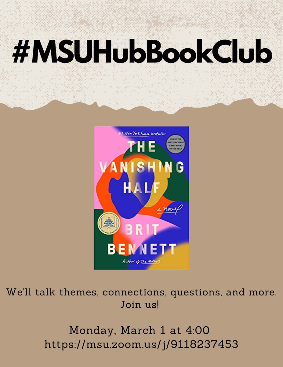 SummerIssawi's tweet photo. #msuhubbookclub Our book club pick for March! See you then! #iteachMSU #MSUHub https://t.co/ptAuvVJInT