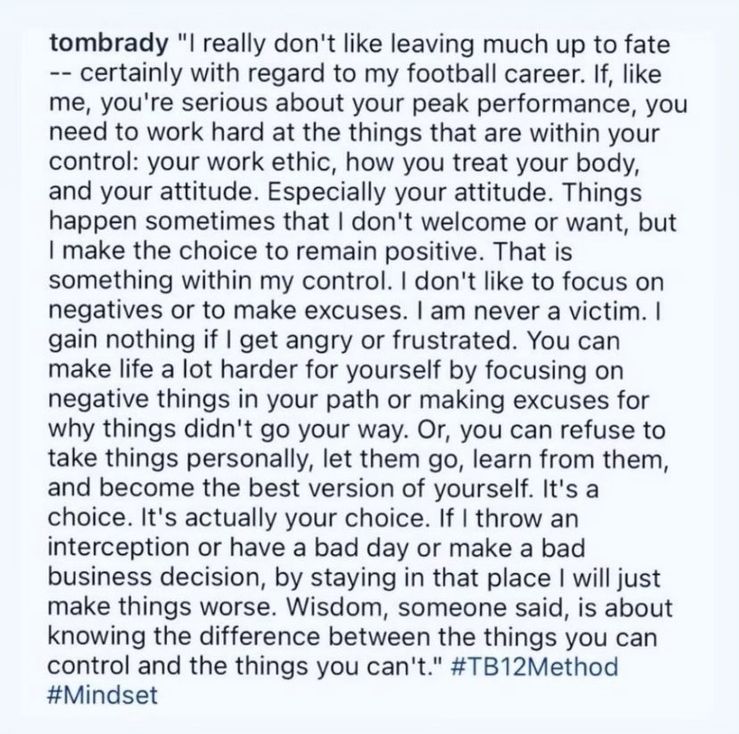 Saw this from Tom Brady... 

What's the most impactful statement in all of this for you?