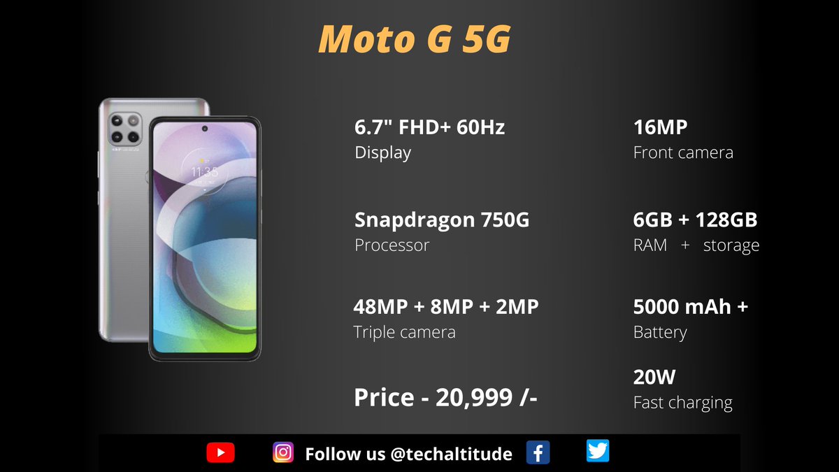 tech_altitude's tweet photo. This is motorola's 5G mobile phone motoG 5G.
.
.
.
@motorolain
@motorolaus
.
.
.
.
#innovation #future #technews #tech #technology #technologynews #TechNewsIndia #trending #mobile #moto #motog #5g #apple #samsung #motog5g https://t.co/32nMON8svM