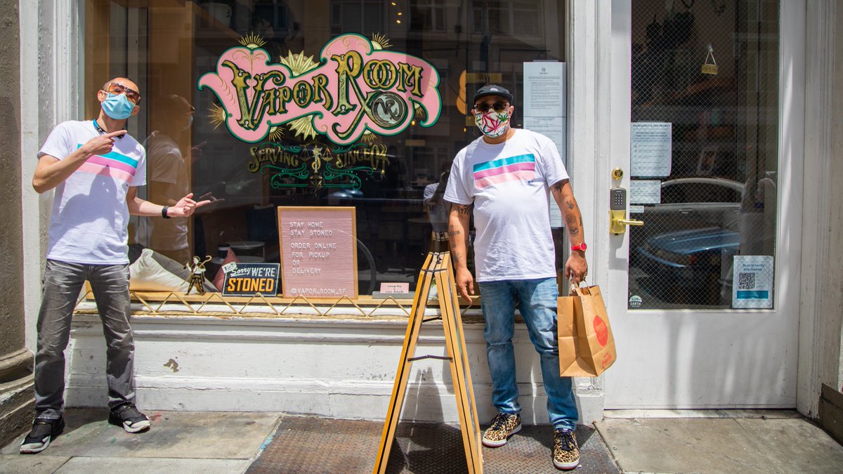 BrnrLab's tweet photo. #Throwback BRNR Lab’s The Big Payback team delivering lunch to essential dispensary workers at @vaporroom in #SanFrancisco. Not just any lunch but @MichelinGuideUS rated @LaMarchaBerk. #giveback https://t.co/QWaA6rWIrc
