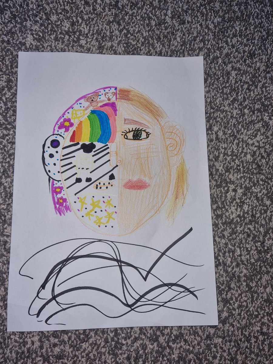 EllisonPrimary's tweet image. Last week our Year 6 remote learners expressed themselves through art for Children&apos;s Mental Health Week. They created &apos;split portraits&apos; to show their inner and outer selves. Our pupils are working very hard and we are extremely proud. #EllisonSMSC #Ellisonart