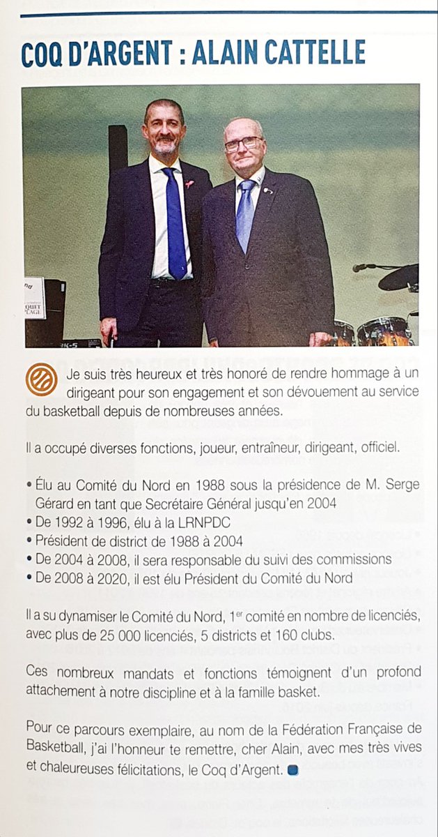 🏀🥇🎖 Coq d'Argent pour notre Alain National ! 💓💖💝