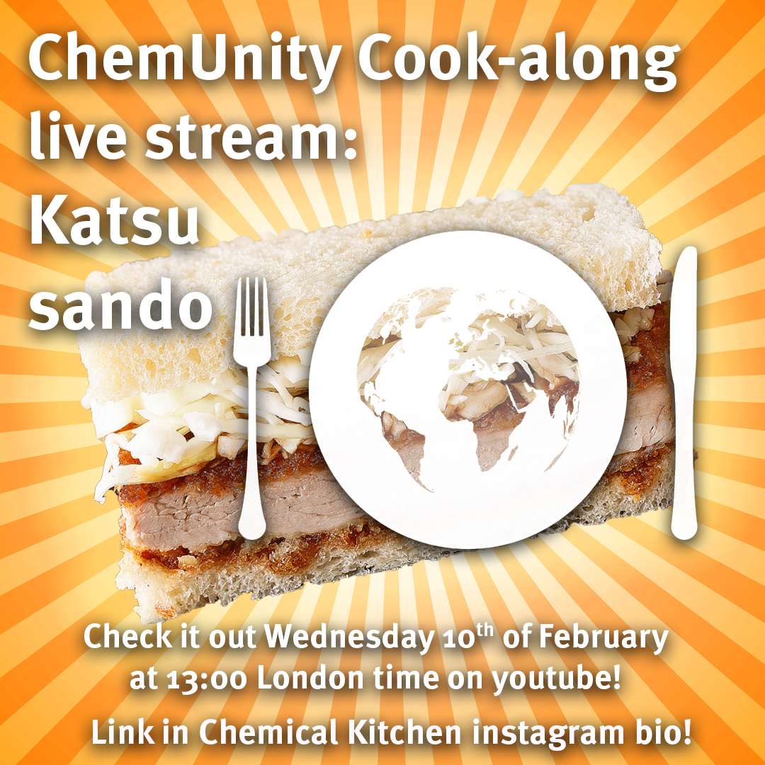 ChemKitchenICL's tweet photo. Our next live cook-along is tomorrow (Wed) at 13.00 GMT! Join us on Youtube: https://t.co/phTcbsIKXU This week Kuba will be cooking Katsu sando. See you there! https://t.co/DY8ySPCEPL