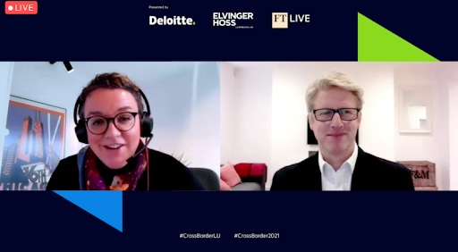 ftlive's tweet photo. #Crossborder2021 #Crossborderlu - 'The Financial Services industry is hugely important for the UK, as it contributes over 10% to the UK economy.’ @JoJohnsonUK with @katie_martin_fx. Register to watch the discussion here: https://t.co/oXLJqW1Z5U https://t.co/Vx6QMX9tEH