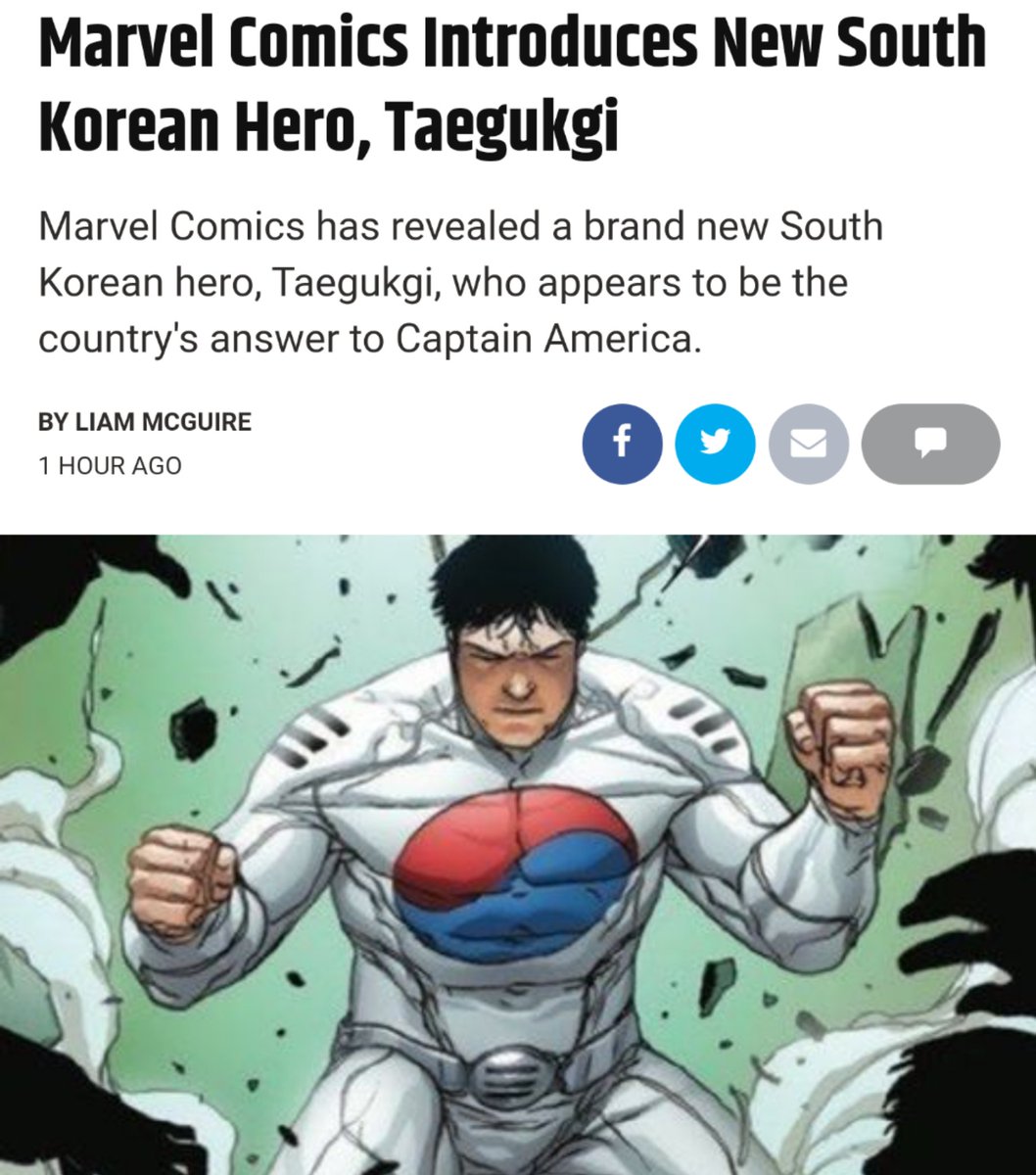 Haha just kidding. It's the new South Korean superhero Taegukgi! Named after the National flag of South Korea ... Literally! His name literally means "Flag of South Korea."