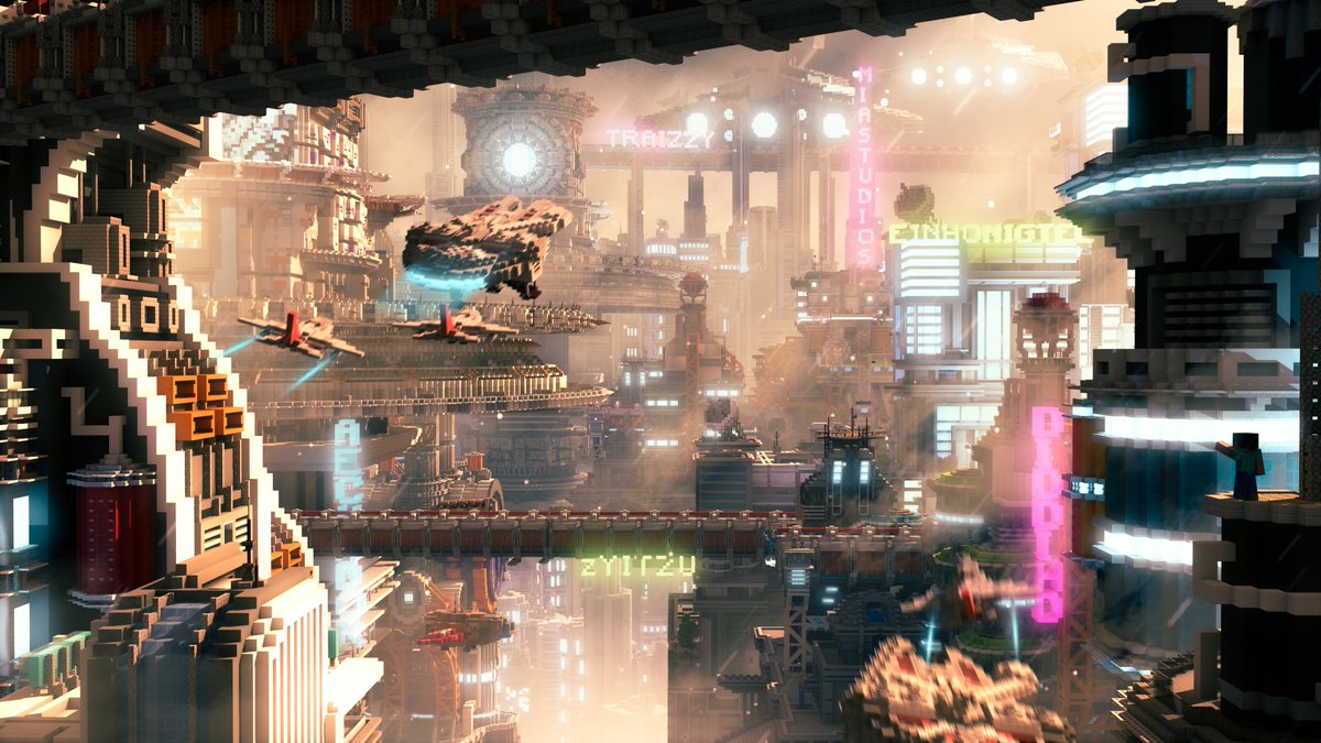 Dxnkbarkeit's tweet image. Hey! 
I wanted to do something different.
Thats why I made a scene from several of my friends' sci-fi projects. 

Many thanks to
@DiddiYT 
@Aecuador_ 
@EinHonigtee &amp;amp; @YitzuBuilds 
@traizzii 
@Mia_Studios 
for letting me use their projects.

#Minecraft #minecraft建築コミュ