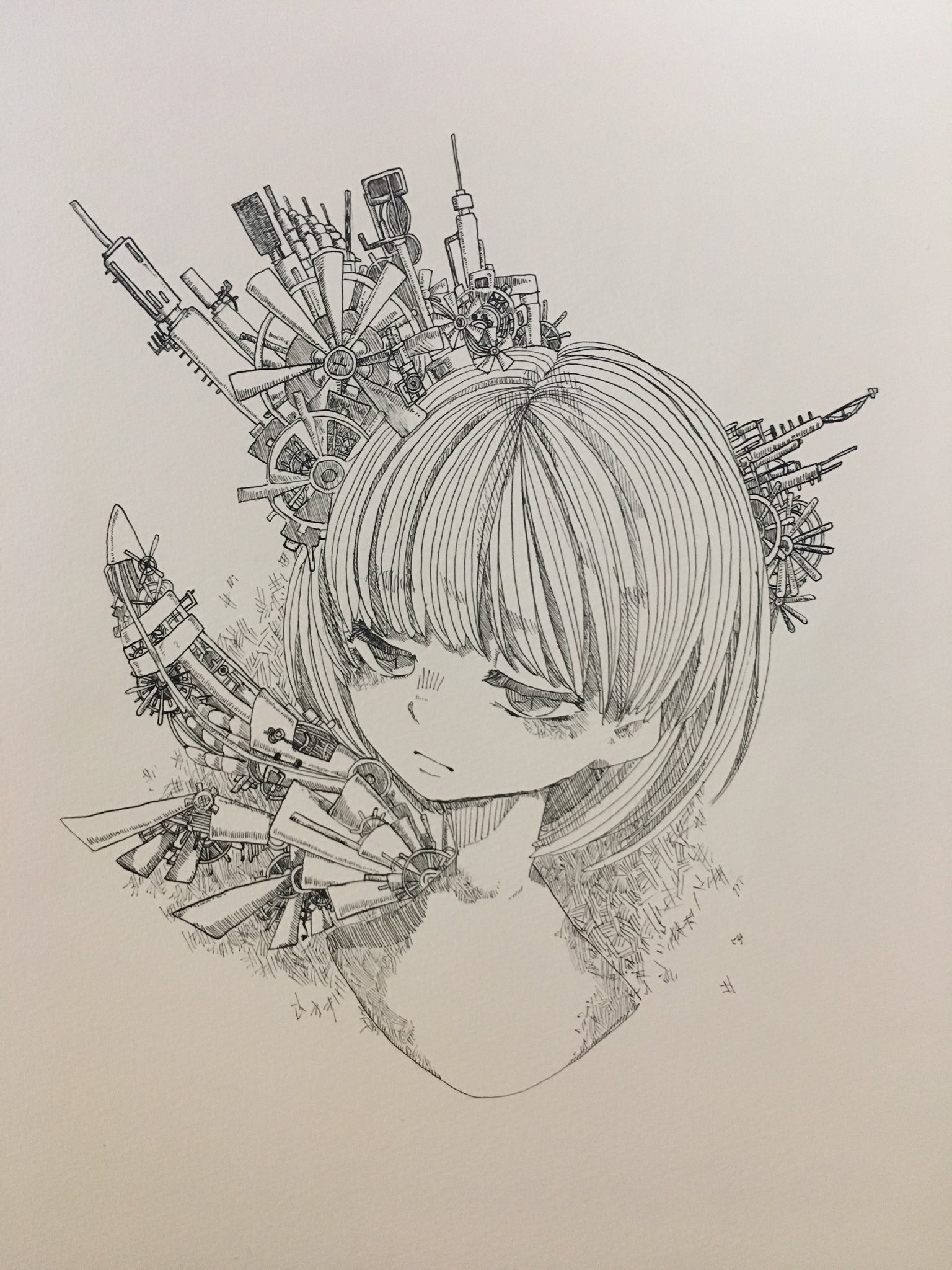 幾何学模様 イラストレーションボード １mm厚 ペン画 手描き イラスト 64 Off