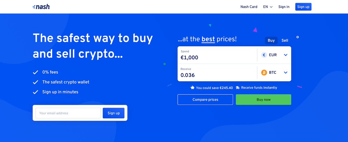 Nash’s fiat ramps will lead the market, with 0% fees for  $BTC,  $ETH and  $NEO, instant delivery of assets and the advanced security of MPC-powered wallets. Our new homepage will make it clear to customers that they’re getting the best deal. (2/11)