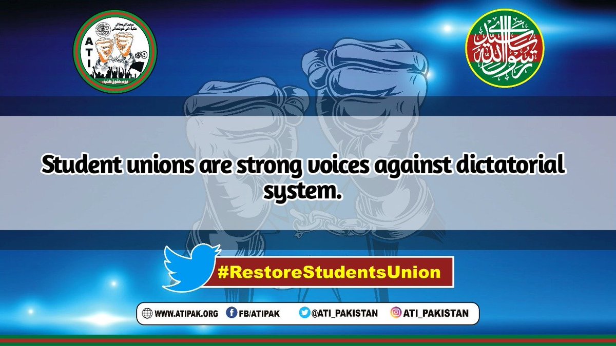 HassaanrazaQ's tweet photo. Students union are strong voices against dictatorial system.
#RestoreStudentsUnion https://t.co/xUkjyoPOGP