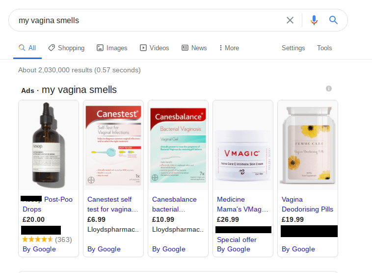 The prolific "post-poo drops" also appear here, alongside some wholly unnecessary deodorising tablets.