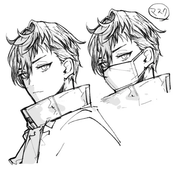 ⁦@sousakuTL⁩ いずみ!マスクつけてる絵はキャラ考えてるときに描いたやつだからまだ男らしさがある… 