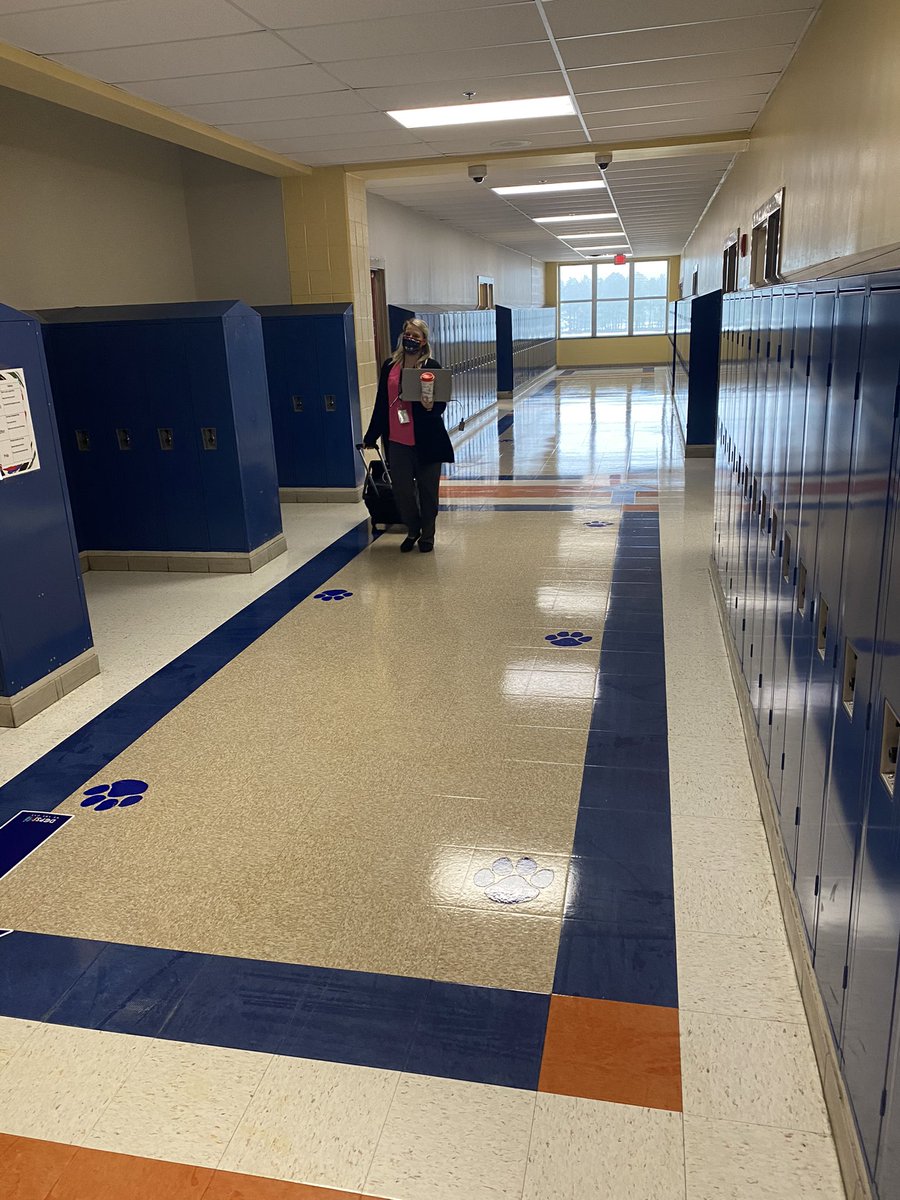 Day one of hybrid learning, Teachers enjoy the walks between the classes! Students pretending to be shy! #TigerPride