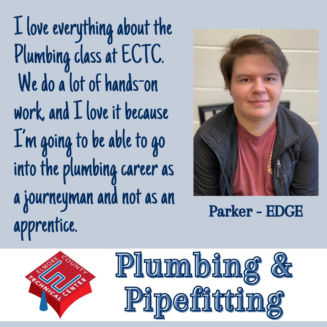 CTE Elmore County (@cteelmoreco) on Twitter photo ECTC #CTEMonth Program Highlight #5: The Plumbing & Pipefitting program trains students through NCCER in pipes + fittings, schematics/diagrams, & install + repair, preparing them to enter the workforce or postsecondary ed. Virtual tour at bit.ly/ECTCtour. <a href="/ECBOED/">Elmore County BOE</a> ECTC #CTEMonth Program Highlight #5: The Plumbing & Pipefitting program trains students through NCCER in pipes + fittings, schematics/diagrams, & install + repair, preparing them to enter the workforce or postsecondary ed. Virtual tour at bit.ly/ECTCtour. <a href="/ECBOED/">Elmore County BOE</a>