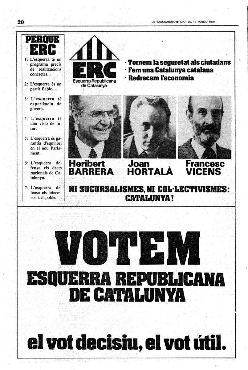 ERC fa una campanya heterogènia. Es reivindica com a força històrica de govern a través de tots els presidents republicans (amagant Tarradellas). Interpel·la votants d'origen espanyol amb inclusió dels seus símbols, però també l'electorat de CiU (Seguretat, Catalanitat, Economia)