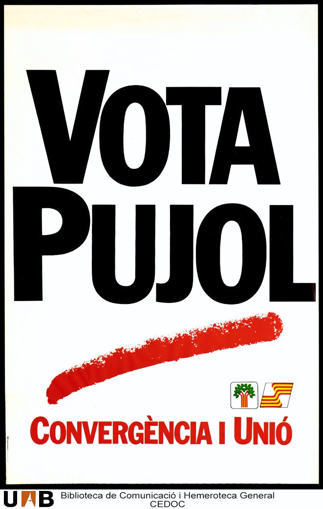 1984: Després de la victòria del 80, CiU es llença al personalisme i aprofundeix la construcció del lideratge de Jordi Pujol. Reivindicació de la feina feta i del perfil del president compromès i estadista. FER com a reclam electoral.