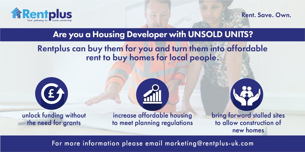 Rentplus_UK's tweet image. #HousingDevelopers can unlock funding without the need for grants + benefit from an increase in percentage of affordable #renttobuy #homes 🏡

Providing #newhomes that reflect the values of surrounding open market housing, ensuring high quality investment opportunities.
