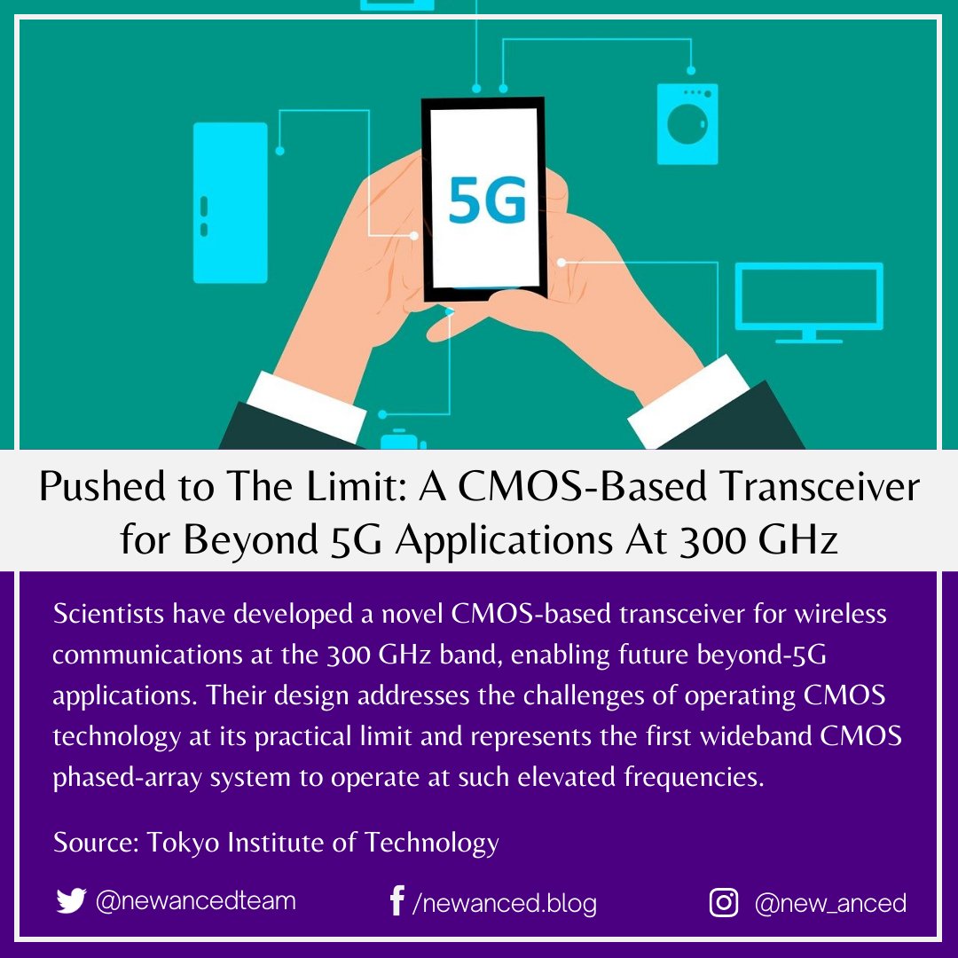 sciencenstuf's tweet photo. Pushed to The Limit: A CMOS-Based Transceiver for Beyond 5G Applications At 300 GHz

Source: Tokyo Institute of Technology

📷 mohamed Hassan from Pixabay

#tech #5g #cmos #transreceiver #300ghz #wirelesscommunications #tokyoinstituteoftechnology

https://t.co/CJzXm3Jf5U https://t.co/wh0shnl5jX