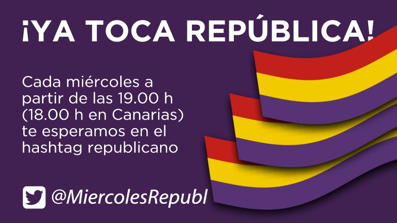 Famelica_legion's tweet photo. Todos los miércoles a partir de las 19.00 h (18.00 h en Canarias) tuiteamos por la III República con el hashtag de @MiercolesRepubl, ¡suma tu voz! ❤️💛💜
#Pasapalabra190 #ElPalcodelFalla11 https://t.co/DdLXR43tYN