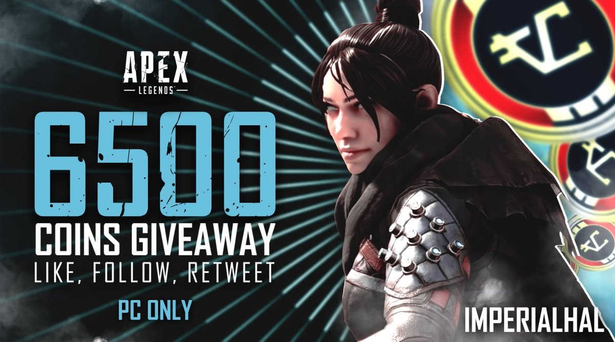 Hey guys I'm giving away 5 codes for 6500 Apex coins each! To enter the giveaway like this post, retweet it, and follow me for a chance to win! These codes are only valid for PC. Giveaway ends Feb 12th!