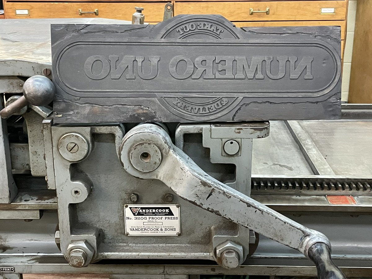 PrintMuseumCA's tweet photo. It’s #NationalPizzaDay and we don’t mean to be cheesy but this Colby Poster Printing Co @numerounopizza logo cut and Vandercook 320G will always have a pizza our hearts ♥️ 🍕 

#Letterpress #Colby #ColbyPosterPrintingCo #WoodCut #Printmaking #HistoryofAdvertising https://t.co/8oGTHqkswb