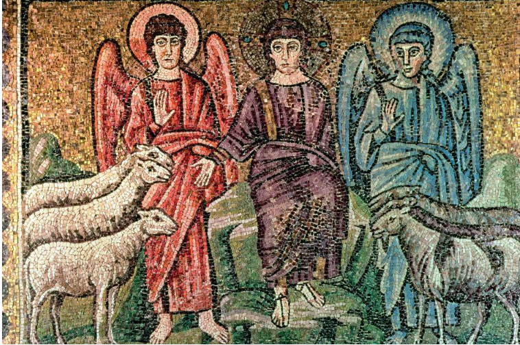 Of course, when a guy said "wait! I found a brighter, costlier source of blue!", romans loved it, even if, sadly, it wasn't toxic.So, for a fancier blue, they used the mineral azurite. Here used for the tunic of Satan himself!(as usual, hard to be sure it's actually azurite)