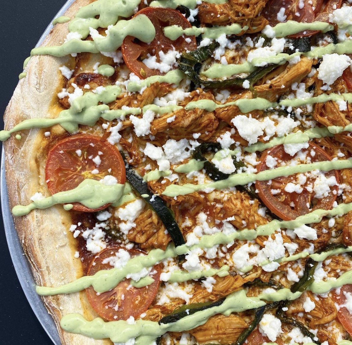 PITCHPIZZERIA's tweet photo. Pizza of the Week!! Got to give this one a try! #NationalPizzaDay
Mole sauce, mozzarella, roma tomatoes, roasted poblanos, mole chicken, queso fresco & avocado crema! #pitch #omahapizza #pizza #supportlocalomaha #dundee #omaha #scottsdale #alwaysfresh #scratchmade #localbusiness https://t.co/Vgj92JPZDx