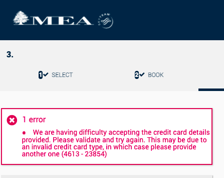 akasacha's tweet photo. Lebanon 2021 = trying to book a flight with national airline @MEAAIRLIBAN + getting an error message because they only accept *international* i.e. non-Lebanese debit cards...      الوضع صار هيك https://t.co/YL8RKR2tpt