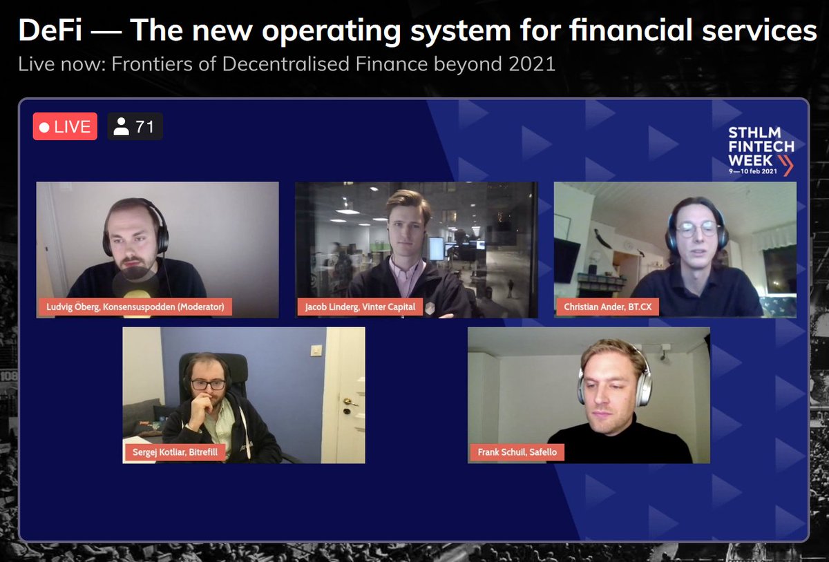 TechNordicAdv's tweet photo. 🇸🇪 Great #bitcoin and #defi talk at Stockholm Fintech Week today - perfect timing with the 🚀 prices... with @Safello and more...
---
#crypto #blockchain #fintech #sthlmfintechweek https://t.co/5eOfDx9Ecd