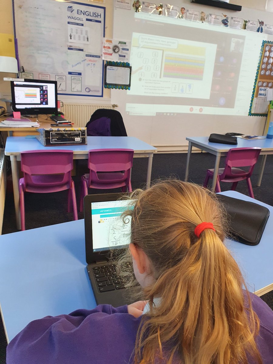 OPA_Newstead's tweet photo. Year 4 were working hard this morning with their live online maths lesson. They were finding equivalent fractions! #OPAMaths #BlendedLearning https://t.co/10LjhBo13U