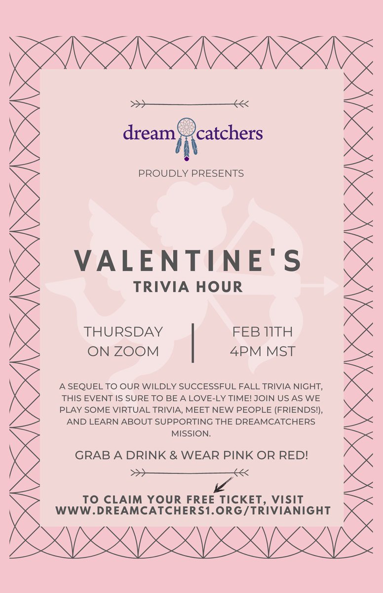 Come show-off your Trivia skills THIS Thursday (February 11th) at 3 PM PST / 6 PM EST. Register for free and support a good cause at : dreamcatchers1.org/trivianight/