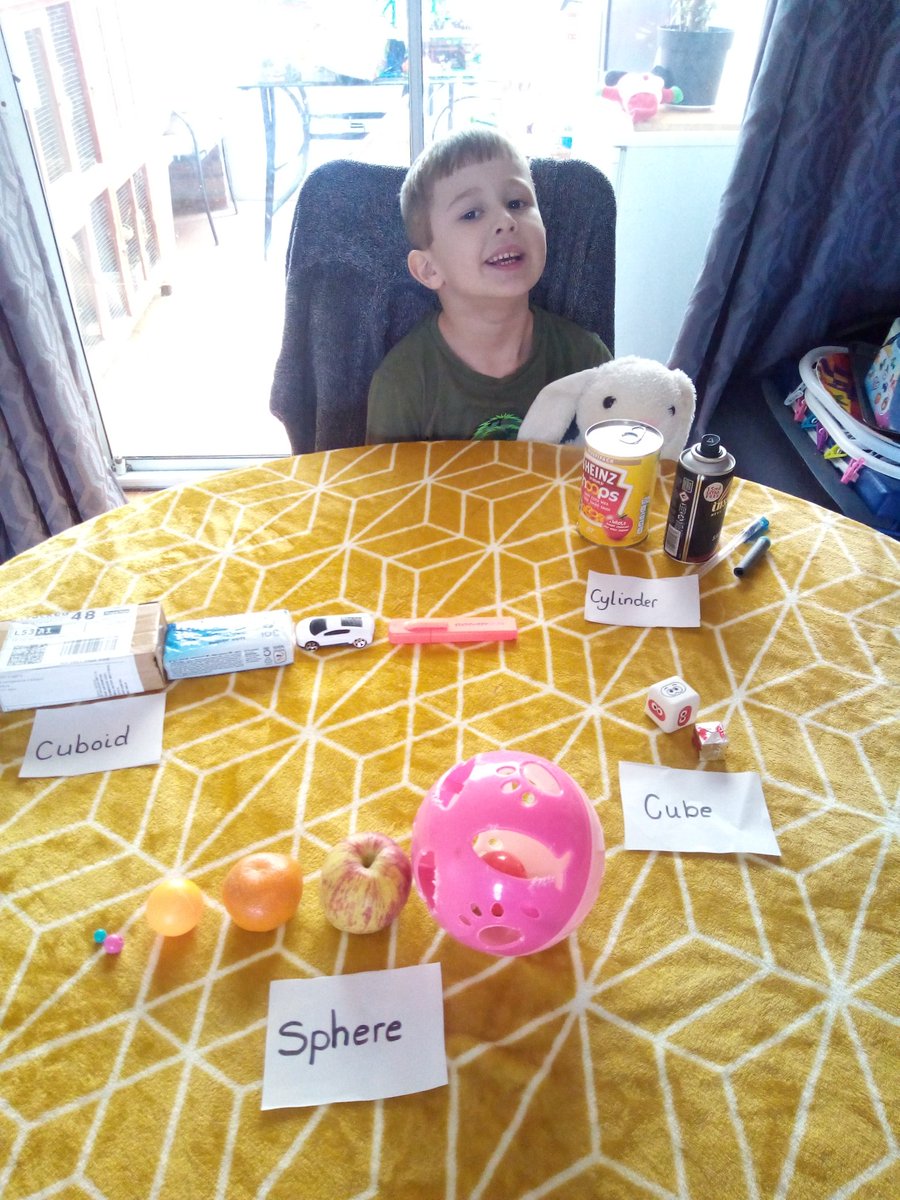JugginsJo's tweet photo. @DowleyMiss Harvey's maths lessons today. Finding his shapes and also different sizes of the same shape xx #HLCThinkMaths https://t.co/kcN6VR7eIg