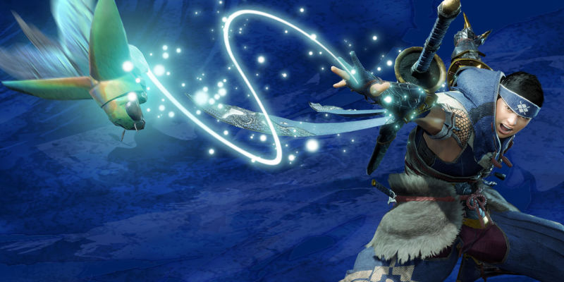 U_Nintendo's tweet image. El productor de #MonsterHunterRise habla acerca del uso del #Wirebug y cómo expande la diversión en el juego :3. bit.ly/3aNIlpB