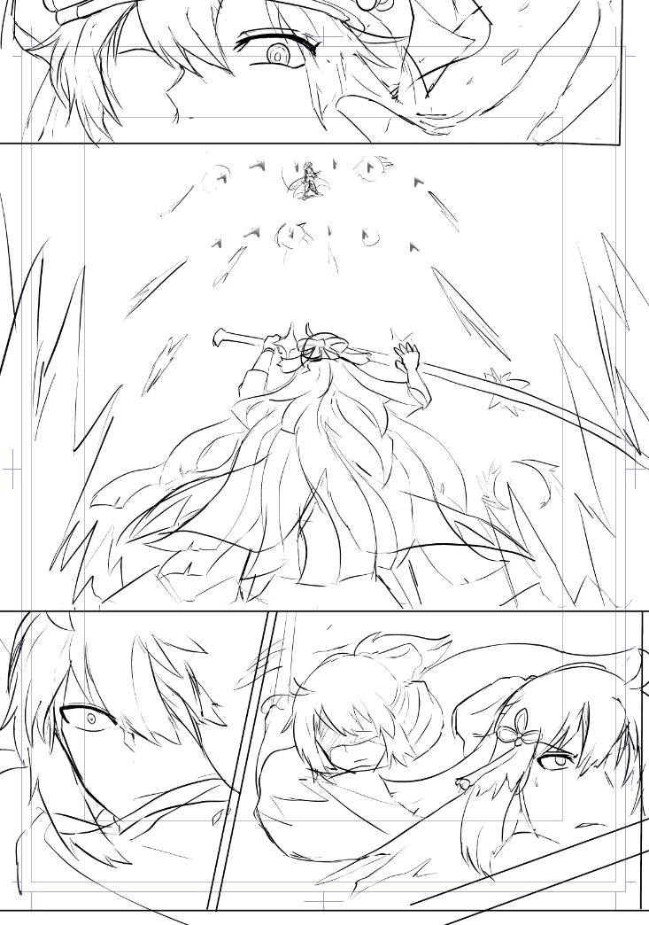 WIP on a short comic, wanted to practice drawing more manga style and am working on Little Okitan chp32 at the same time~ 