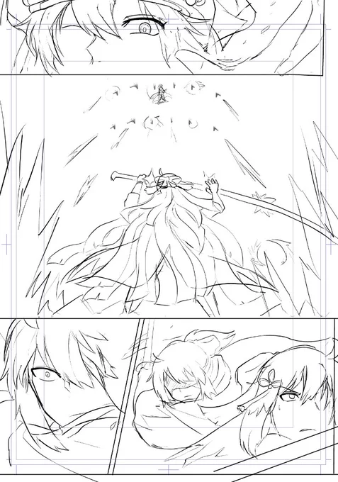 WIP on a short comic, wanted to practice drawing more manga style and am working on Little Okitan chp32 at the same time~ 