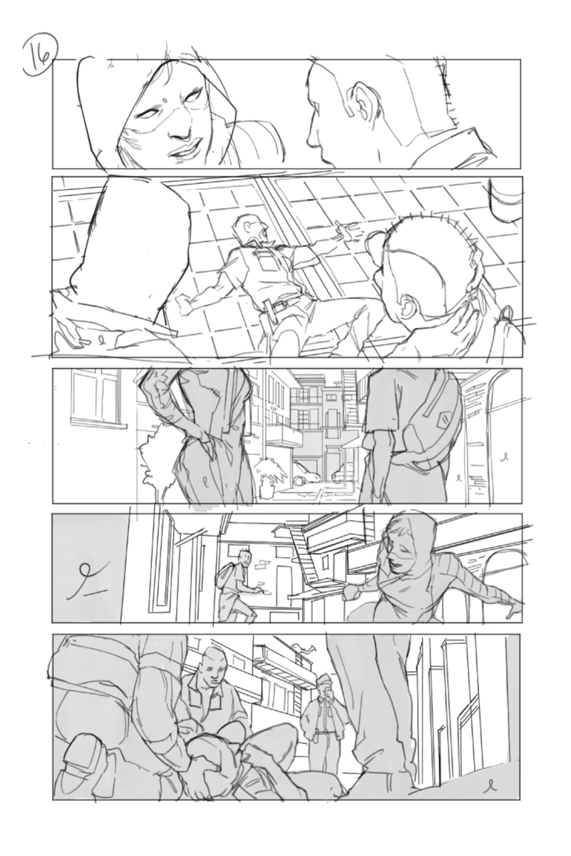 The introduction of Glow, a tenured superhero in this universe. At this point I am starting to realize that urban backgrounds involve a lot of straight lines, which hurts me emotionally.