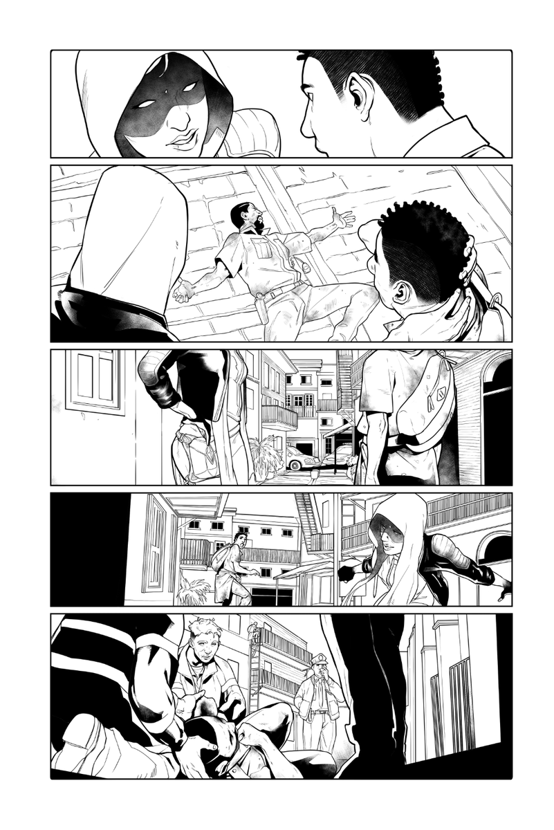 The introduction of Glow, a tenured superhero in this universe. At this point I am starting to realize that urban backgrounds involve a lot of straight lines, which hurts me emotionally.