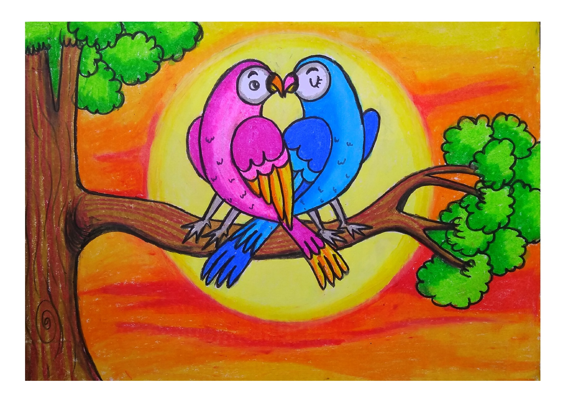love birds | Love birds drawing, Cute drawings of love, Bird drawings