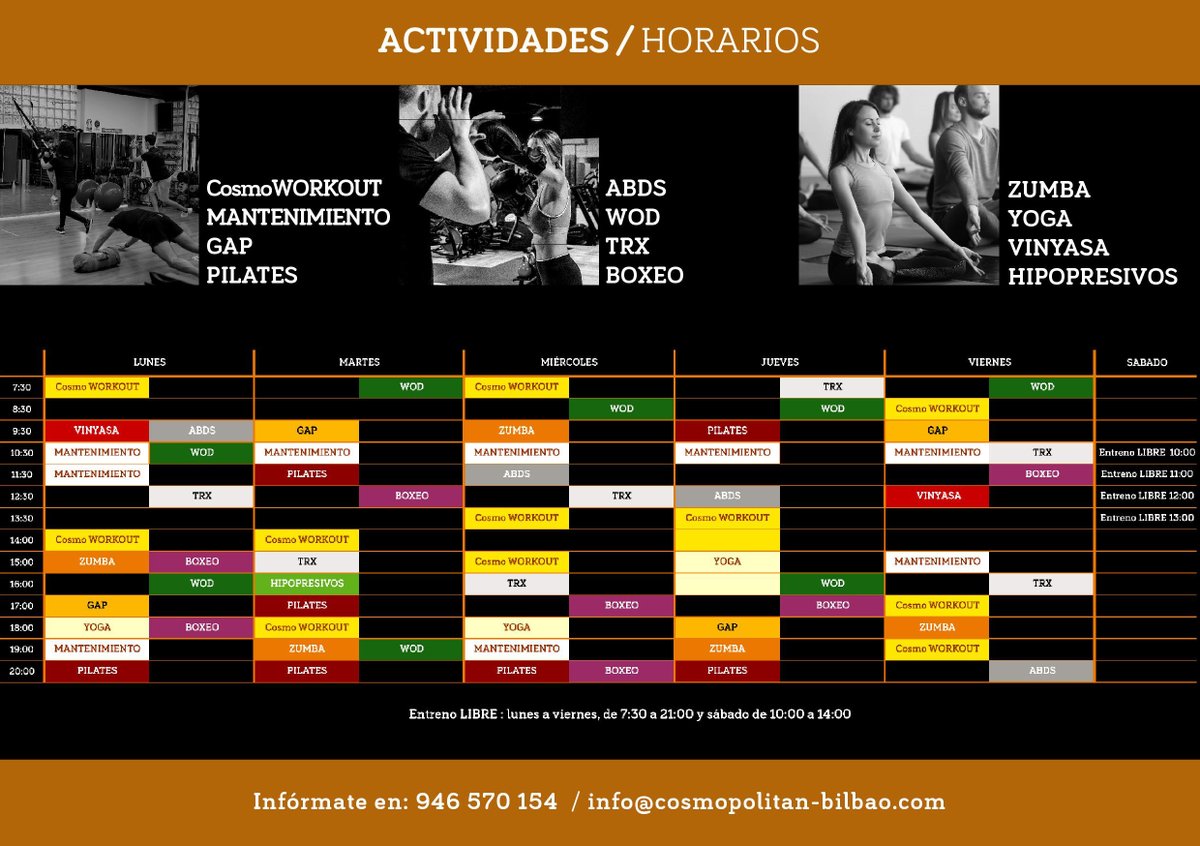 CosmopolitanBi's tweet image. Hipopresivos, TRX, WOD, boxeo🥊, vinyasa y muchas más sorpresas se unen a nuestras clases de mantenimiento integral, abdominales, zumba, pilates, yoga🧘‍♂️, GAP, CosmoWorkout… En COSMOPOLITAN BILBAO puedes disfrutar de múltiples actividades dirigidas de la mano de profesionales🔝🔝