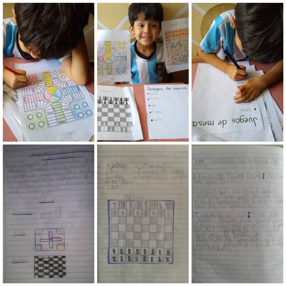 Elaboración de juegos de mesa. Estudiante de 1 grado E.B Pablo Emilio Gamboa Peñaloza