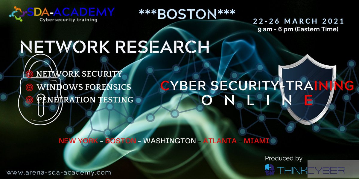 Securedigitale's tweet image. ***** Cybersecurity Training &quot;NETWORK RESEARCH&quot; *****
**** BOSTON March 2021 ****
Boost your career !
Book your seats now !

( lnkd.in/dJQsmWH )

#cybersecurity_training #Hands_on_simulator #cyber #live_Instructors #Real_world_Scenarios #