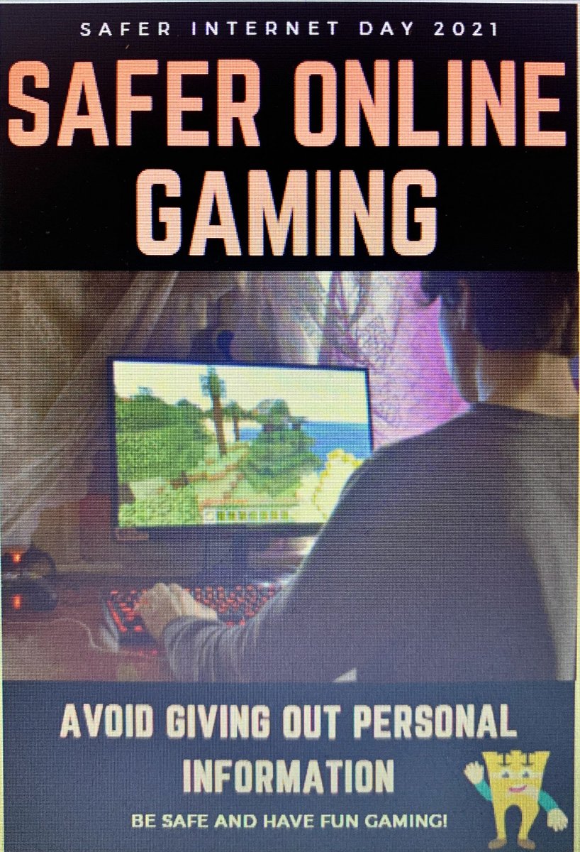 ComputingCcb's tweet image. Pupils have been talking about being safe online when #gaming on #SaferInternetDay #canva posters promoting the safety message. What’s your favourite game?