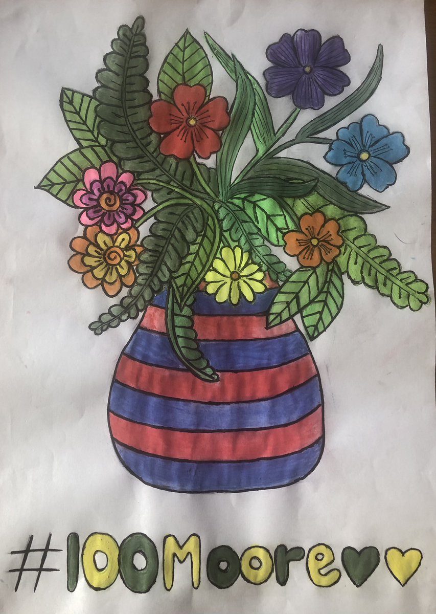 Malvern2CB's tweet photo. #100Mooreπ Iβve spent my 100 minutes today doing 2 things that make me really happy: drawing and painting.βοΈπ¨ #CaptainSirTomMoore #KindnessMatters π @malvernprimary ππ https://t.co/Ym7zfAai3r