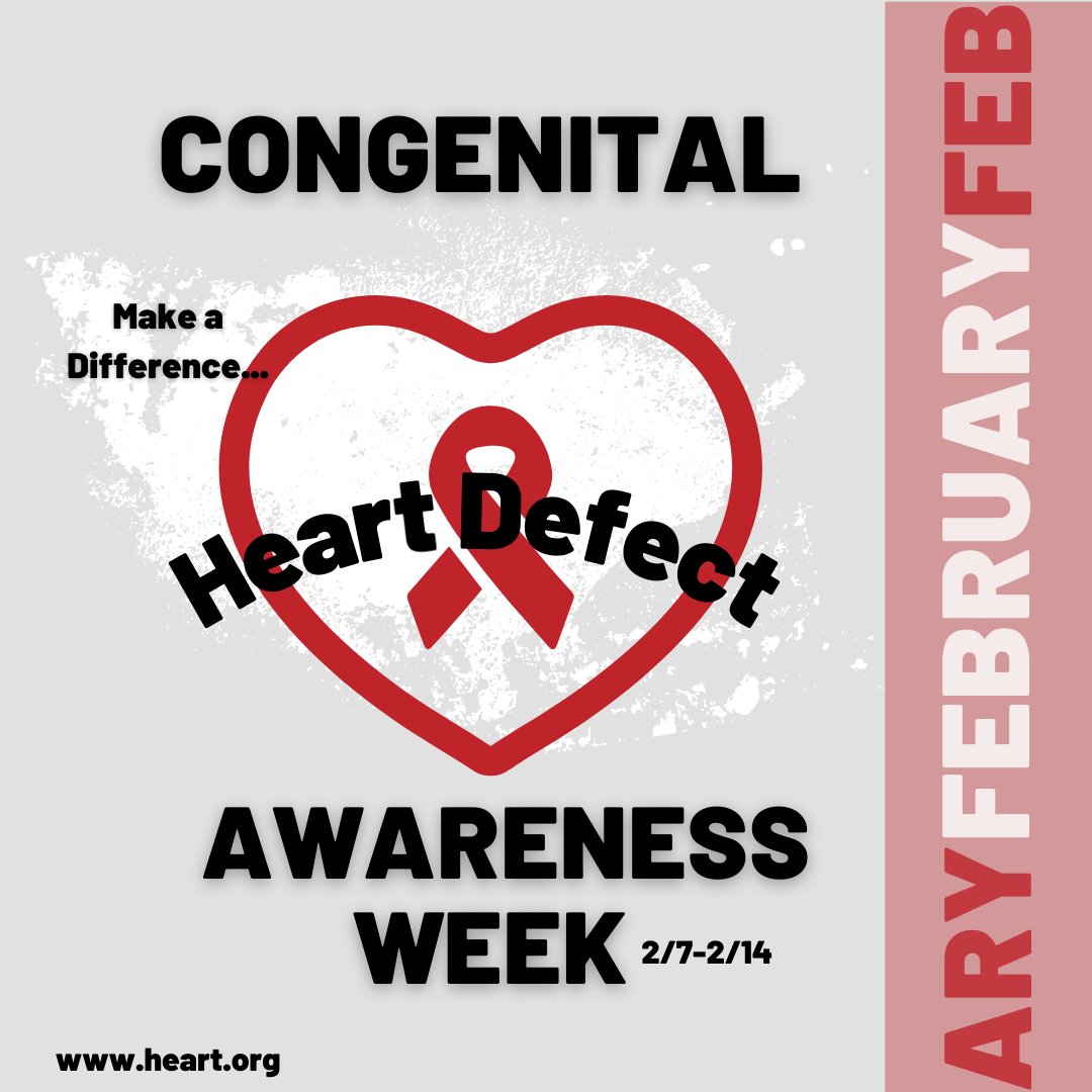 benjerrynh's tweet image. This Month is American Heart Month and Sunday, Feb. 7 kicked off the start of Congenital Heart Defects (CHD) Awareness Week.
Don't forget to continue to support the campaign by sharing facts and using #CHDAware in your posts.
