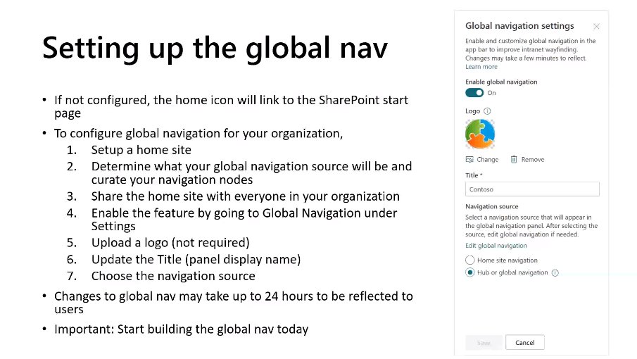 #SharePoint App Bar updates: Launching "in weeks" including GCC! Your SharePoint Home Site nav becomes the global nav via the App Bar automatically when released. You can turn off the nav but not the app bar itself. 24 hours for changes to reflect 🚨