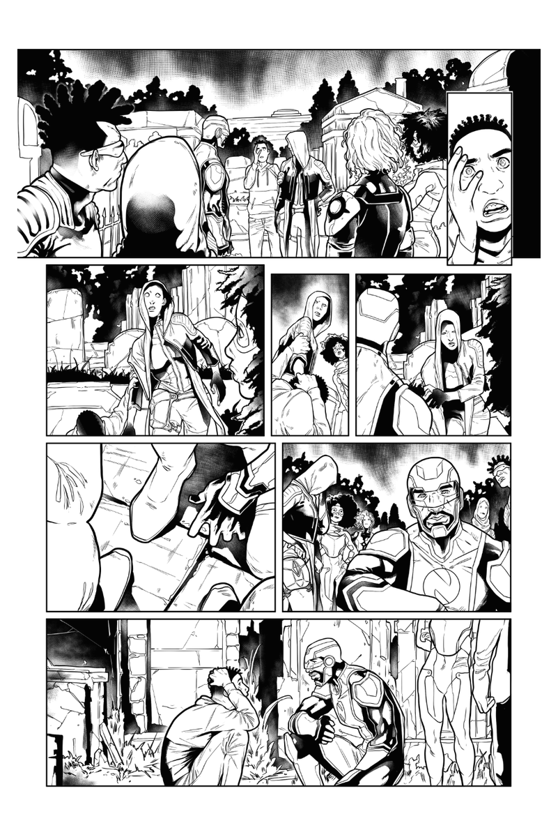 This is one of a handful of pages that involved the superhero cast of the universe. One of them fights with two batons, which is known as "arnis" here in the Philippines (in fact, our national martial arts). I was the captain of my team in college, so I bet I could take him.